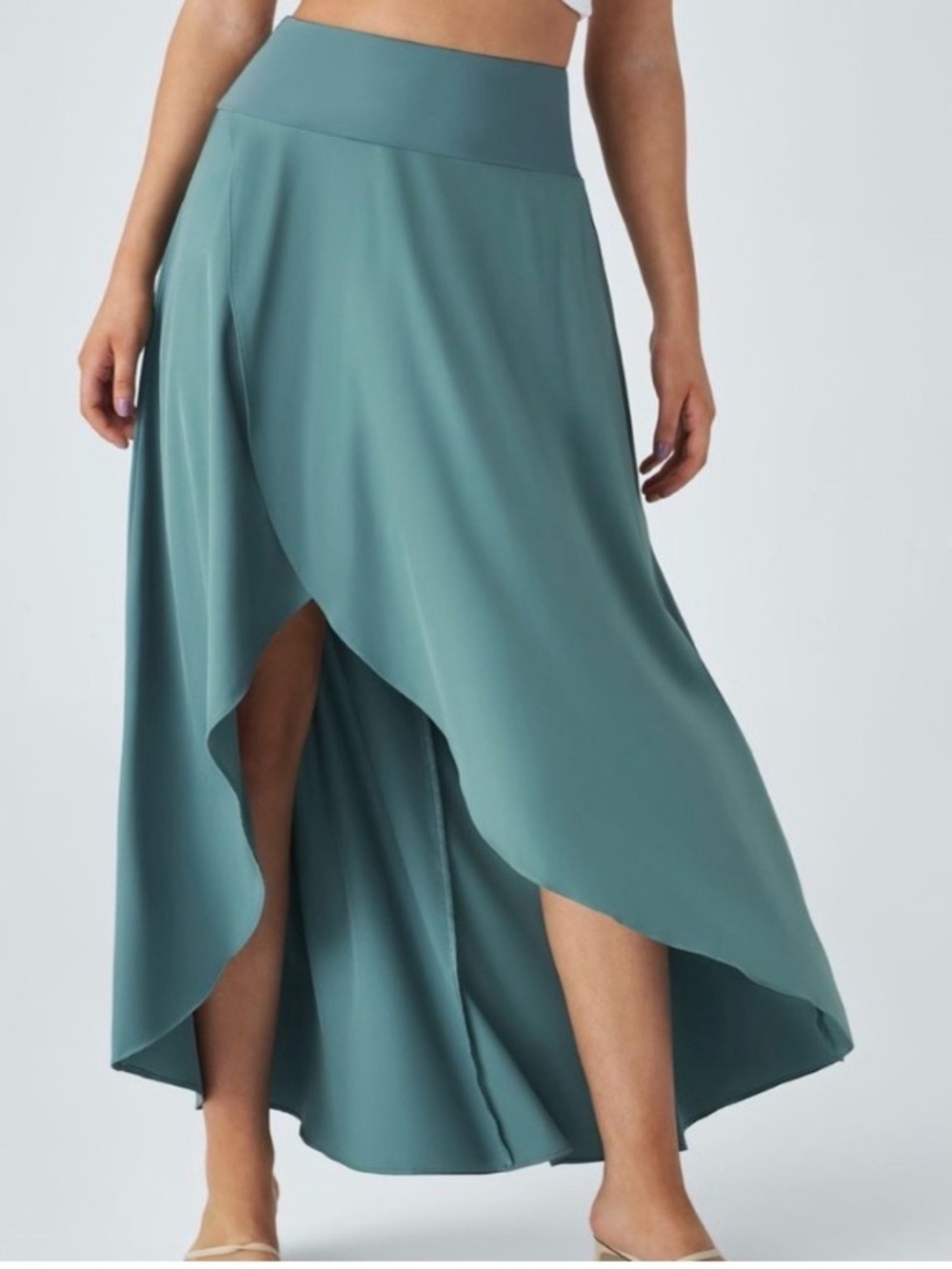 HALARA Light Blue High-Low Ruffle Skirt with built in shorts